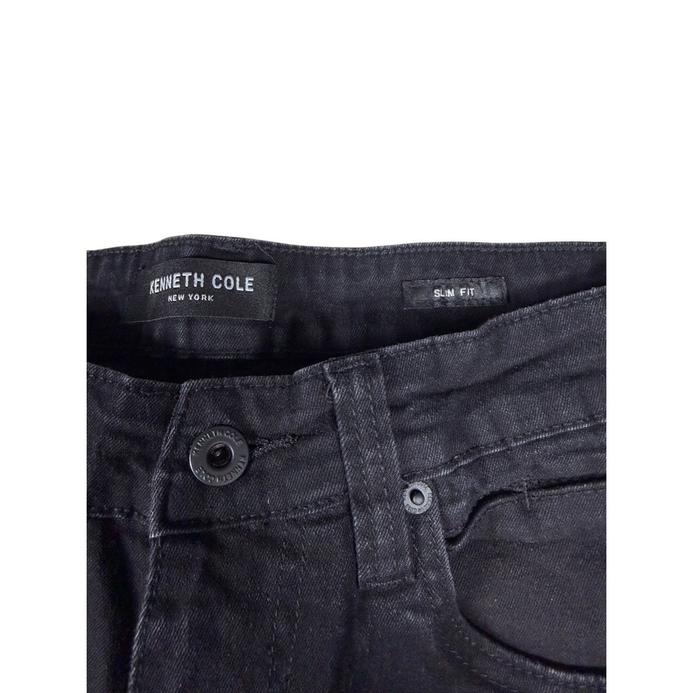 Kenneth Cole New York Mens Slim Fit Black Jeans 32x30 Solid Denim Pants - Picture 2 of 5